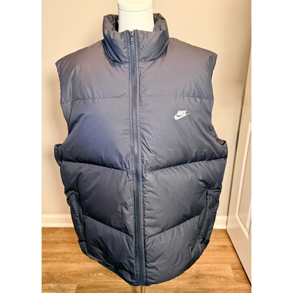 Nike Mens Full Zip 650 Down Puffer Vest Black Loose Fit IB2977-010 XL